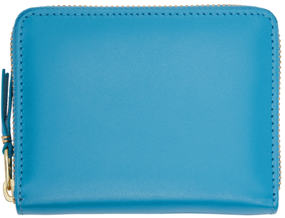 Comme Des Garçons Blue Leather Multicard Zip Card Holder In 3 Blue