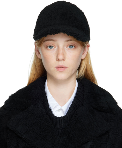 Yves Salomon Reversible Shearling Baseball Cap In Black