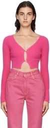 Shop Jacquemus Pink 'le Cardigan Alzou' Cardigan In 430 Pink