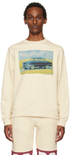 Gcds Man Beige Crew Neck Sweatshirt With Nightmares Print In 57 Whitecup Grey