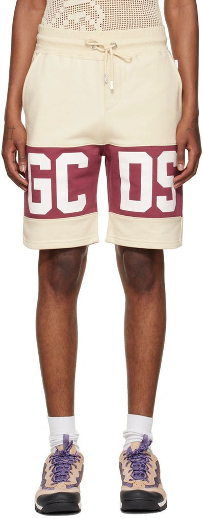 Gcds Off-white Band Shorts In 15 Bordeaux