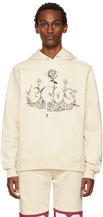 Gcds Off-white Roses Hoodie In Whitecup Grey