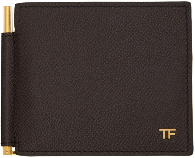 Tom Ford Men's T-line Leather Foldable Money Clip Wallet In Black