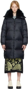 YVES SALOMON BLACK QUILTED DOWN COAT