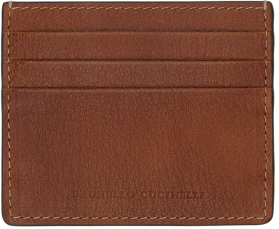 Brunello Cucinelli Leather Card Holder In Brown