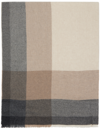 Brunello Cucinelli Wool And Cashmere Scarf With Check Motif In Cm872 Grey+brown