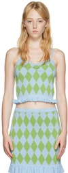 Pushbutton Blue Argyle Tank Top In Bl*gn
