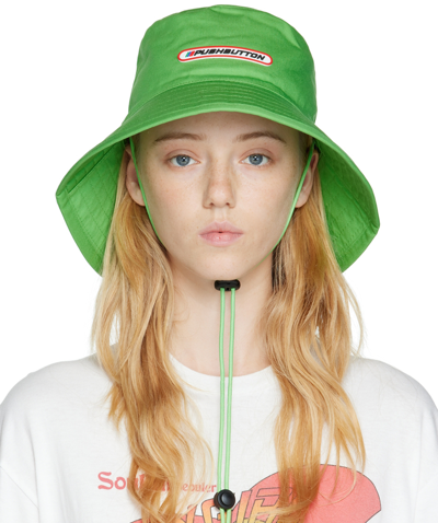 Pushbutton Ssense Exclusive Green Logo Bucket Hat | ModeSens