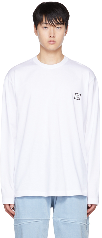 Wooyoungmi White Embroidered Long-sleeve T-shirt In White 712w