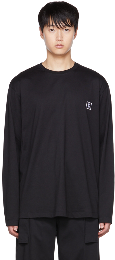 Wooyoungmi Black Embroidered Long-sleeve T-shirt In Schwarz