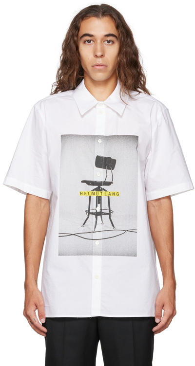 Helmut Lang Graphic-print Cotton-poplin Shirt In White