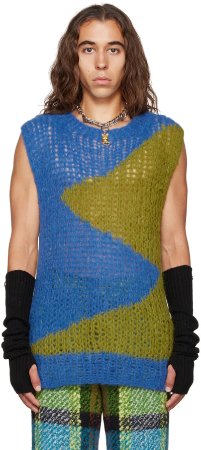 Anna Sui Ssense Exclusive Blue Vest In Blue/green