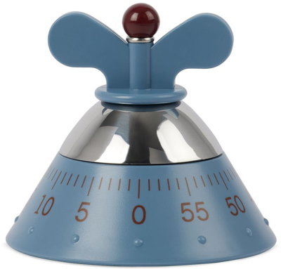 Alessi Blue Kitchen Timer In Stainless Steel/blue