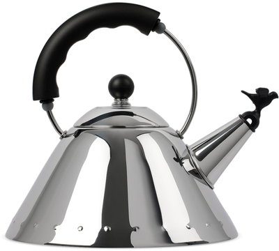 Alessi Silver 9093 Kettle In Stainless Steel/blac