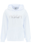 Msgm Rhinestone Embellished Hoodie In White
