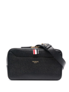 Thom Browne Tricolour-tab Grained-leather Belt Bag In Schwarz