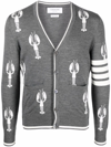 Thom Browne Lobster-intarsia Merino Cardigan In Grau