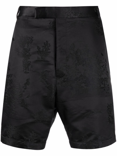Thom Browne Rwb Stripe Tailored Shorts In 001 Black