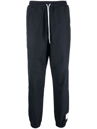 Thom Browne Contrast White Stitching Ripstop Track Trousers In Blue