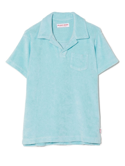 Orlebar Brown Terry-cloth Polo Shirt In Blau
