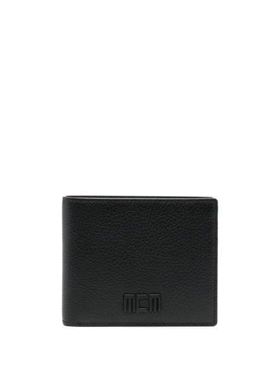 Mcm Logo-plaque Bi-fold Wallet In Black