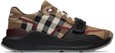 Burberry Ramsey Check Low Top Trainer In Brown