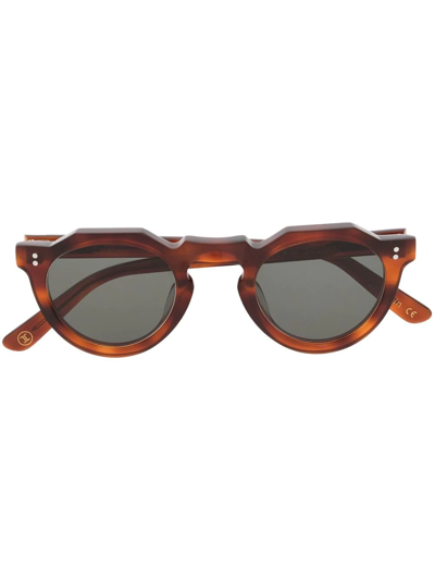 Lesca Round-frame Tinted Sunglasses In Braun