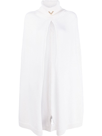 Valentino Logo-plaque Cape-style Knitted Top In White
