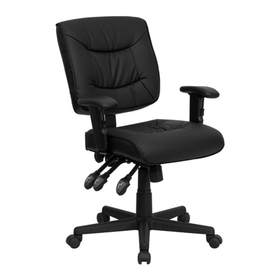 Offex Mid-back Black Leathersoft Multifunction Swivel Ergonomic Task Office Chair With Adjustable Ar