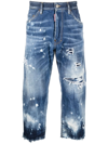 Dsquared2 Distressed Cropped Jeans In Blue