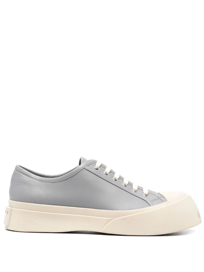 Marni Grey Pablo Low-top Leather Sneakers In Dolphin