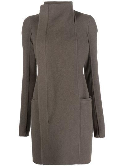 Rick Owens Eileen Funnel-neck Cashmere Coat In Grey