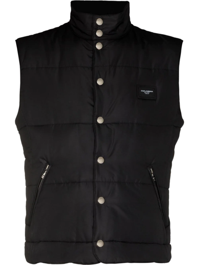 Dolce & Gabbana Logo-patch Padded Gilet In Black