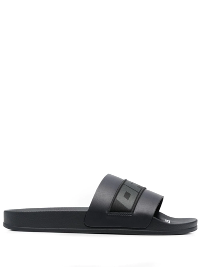 Off-white Industrial Black Faux Leather Sliders In Grey