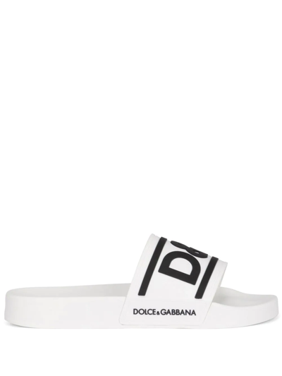 Dolce & Gabbana Logo Rubber Slide In White