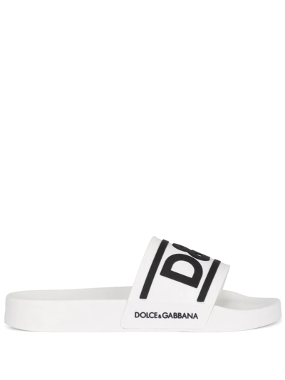Dolce & Gabbana Logo-print Rubber Slides In White
