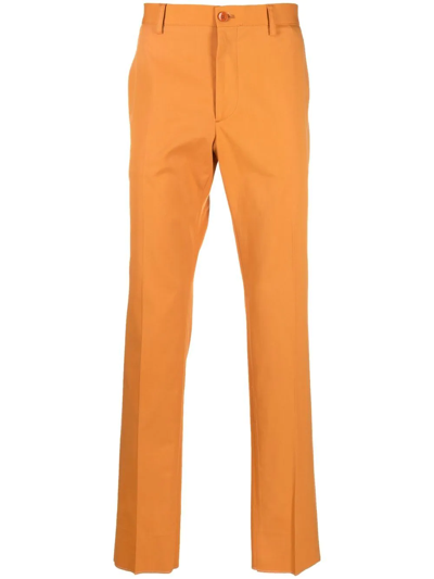 Etro Cotton-blend Straight-leg Trousers In Orange
