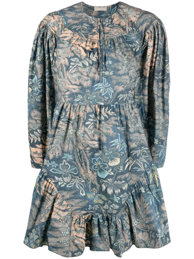 Ulla Johnson Leiko Floral-print Mini Dress In Blau