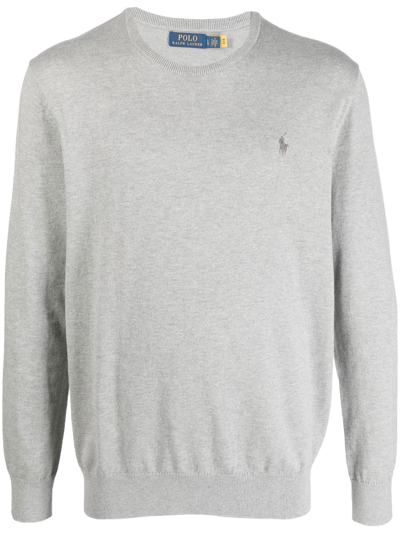 Polo Ralph Lauren Logo-embroidered Cotton-cashmere Jumper In Grey