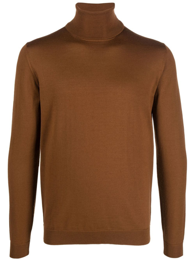 Roberto Collina Roll-neck Long-sleeve Jumper In Brown