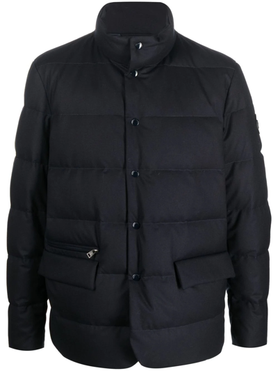 Woolrich Logo-patch Padded Coat In Blau