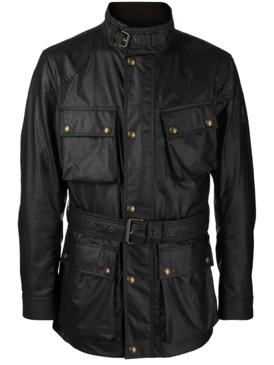 Belstaff Trialmaster Waxed Cotton Utility Jacket In Black