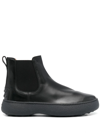 Tod's Man Ankle Boots Black Size 9 Leather In Schwarz