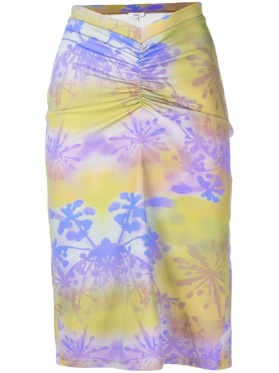 Miaou Khaki Paloma Elsesser Edition Preston Midi Skirt In Multicolour
