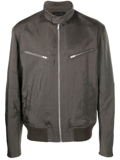 Helmut Lang High-neck Zipped Bomber-jacket In Green