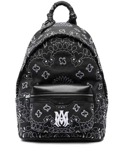 Amiri Paisley-embroidered Canvas Backpack In Black