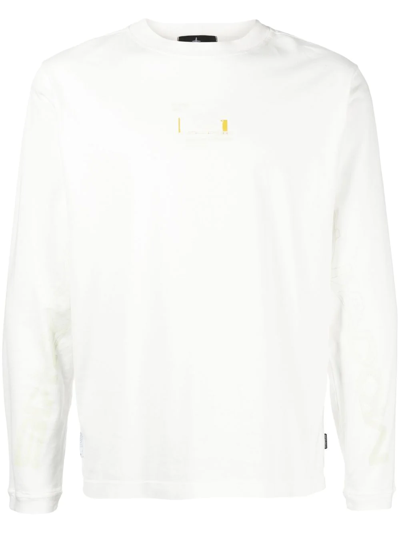Stone Island Shadow Project Mercerised Jersey Graphic-print Long-sleeve T-shirt In Weiss