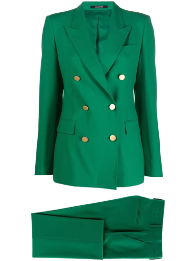 Tagliatore Double-breasted Tailored Suit In Green