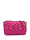Moschino Quilted Nylon Shoulder Bag In Purple