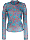 Henrik Vibskov Long-sleeve Sheer Top In Blau